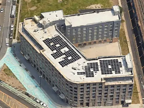 Aerial, completed roof. Executive Building Systems project.