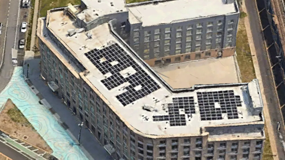 Aerial, completed roof. Executive Building Systems project.