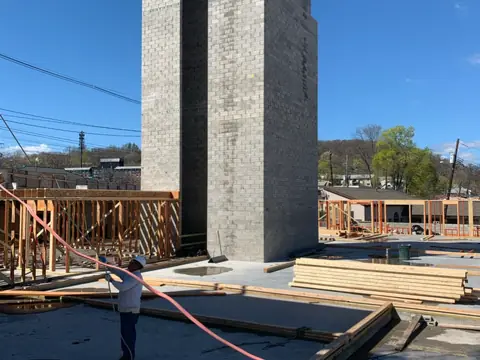 Concrete core rising, Nyack, NY. Executive Building Systems project.