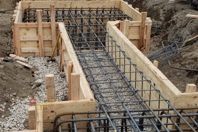 Rebar and forms. Executive Building Systems project.