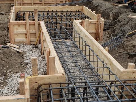 Rebar and forms. Executive Building Systems project.