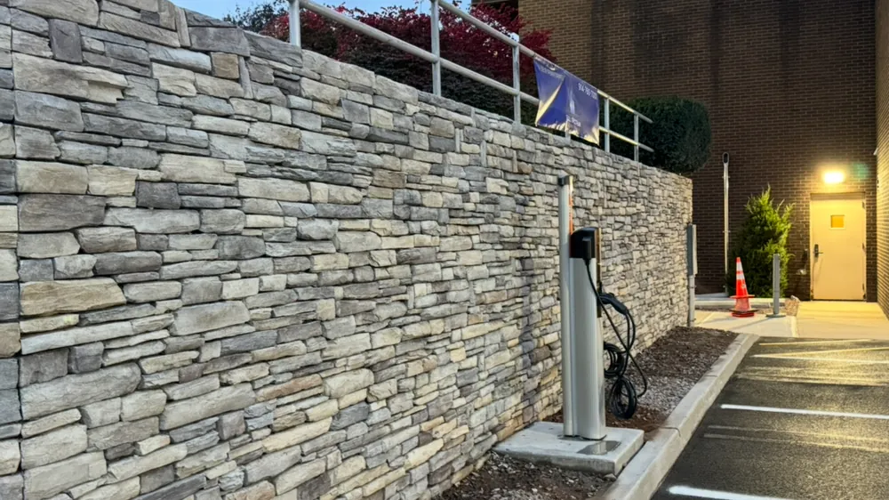 Stone retaining wall. Executive Building Systems project.