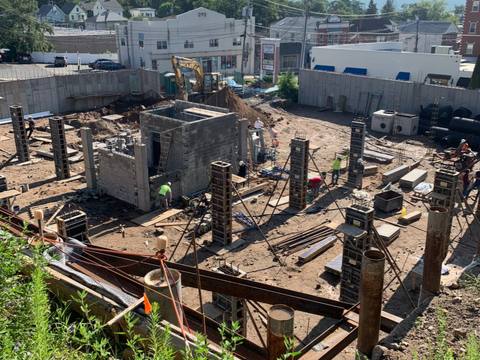 Steel columns set. Executive Building Systems project.
