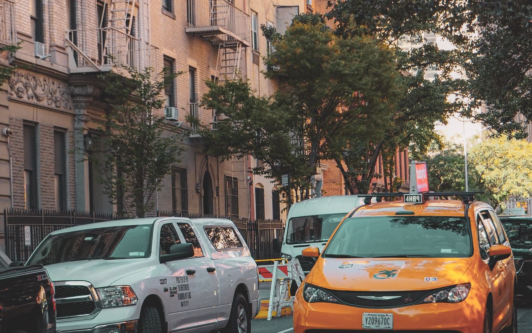 Yellow taxis on a New York street